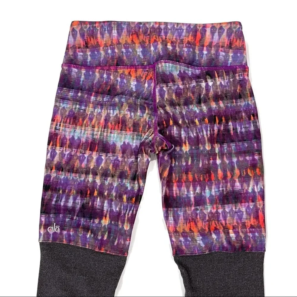 ALO Yoga Bhakti Print Goddess Ribbed Legging Size Small